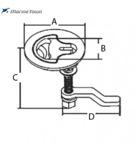Esquema de Cierre tirador encastado con llave D-Handle 78mm
