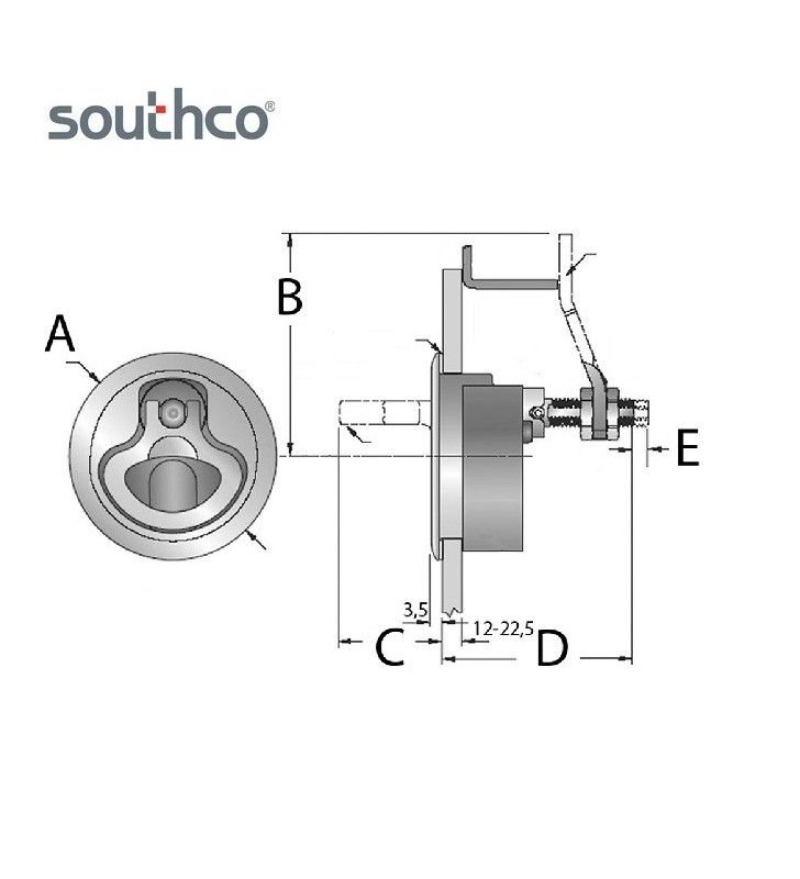 Esquema de Cierre Southco compresión 61,5mmØ inox