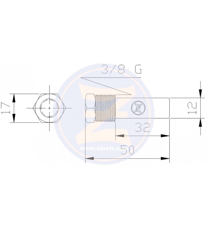 Medidas de Anodo para enfriador Yanmar 3/8 gas Zineti