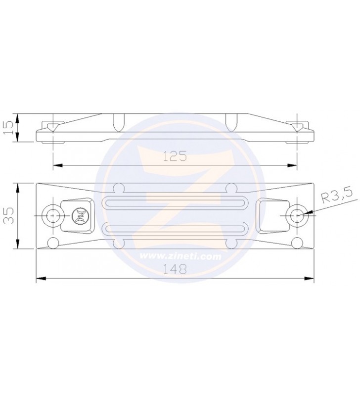 Medidas de Anodo para soporte de cola Honda Z-7103