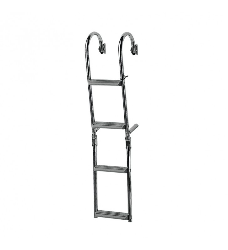 Escalera inox 4 peldaños con asidero 215 mm