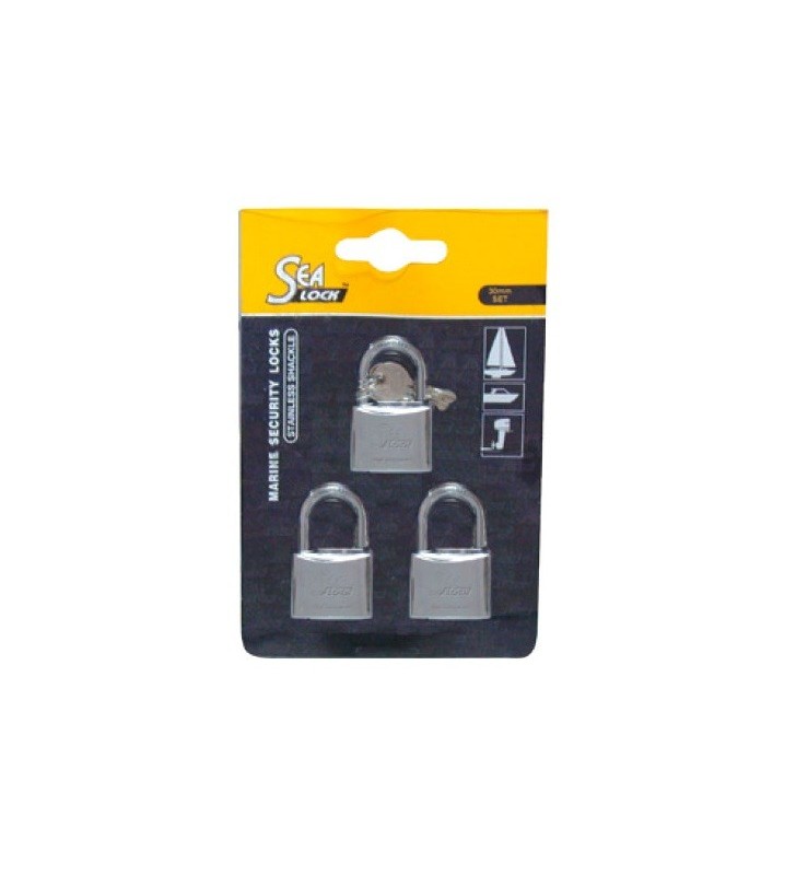 Pack 3 candados inox 30mm misma llave