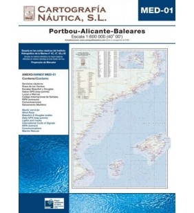 Carta náutica MED-01 Portbou - Alicante - Baleares