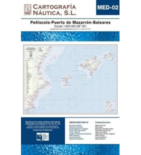 Carta náutica MED-02 Peñíscola - Mazarrón - Baleares