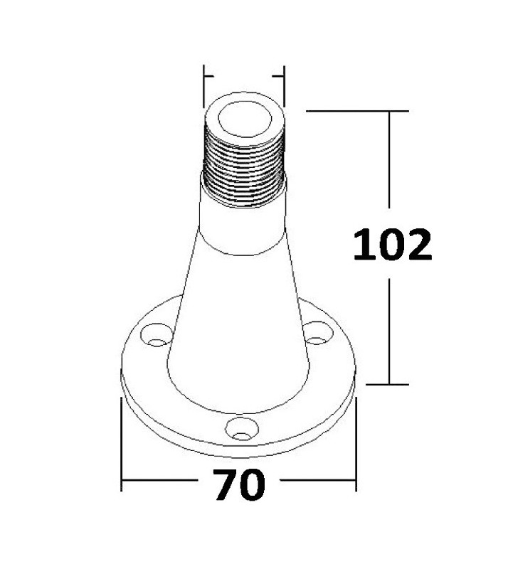 Medidas de Soporte fijo inox para antena VHF