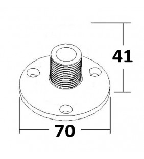 Medidas de Soporte fijo inox para antena VHF perfil bajo