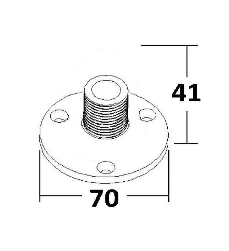 Medidas de Soporte fijo inox para antena VHF perfil bajo