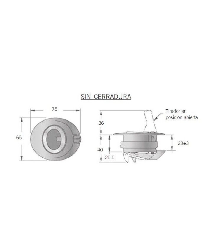 Medidas de Cierre Southco Beetle inox 10-16 sin cerradura