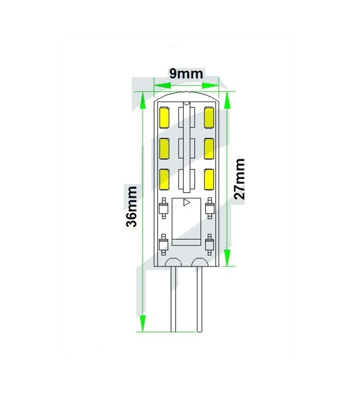 Medidas de Bombilla G4 24 Led blanco cálido siliconada