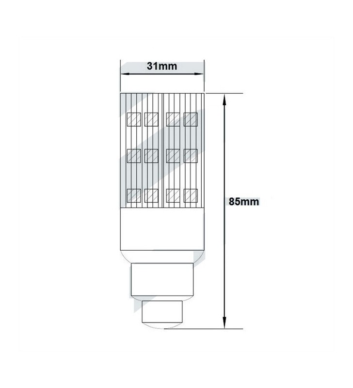 Medidas de Bombilla E14 48 Leds 10V a 36V