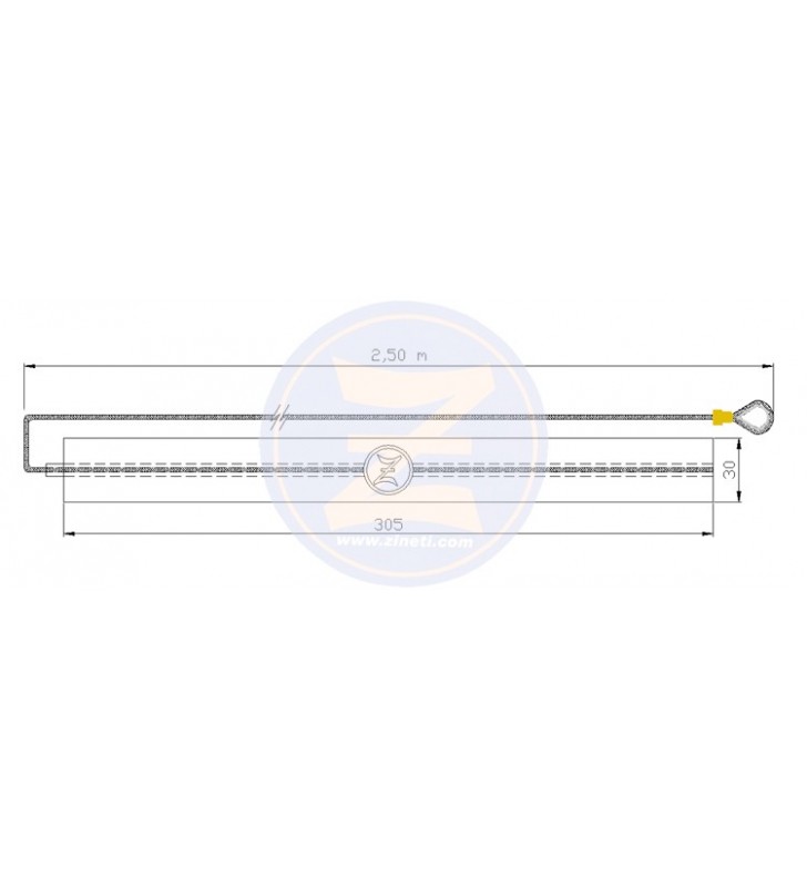 Medidas de Anodo para colgar de 305 X 30 mm