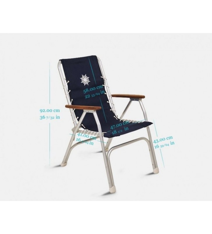 Medidas de Sillón plegable Marathon aluminio azul