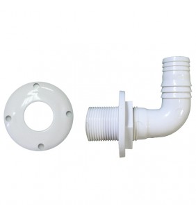 Pasacasco acodado para tubo de 25mm blanco
