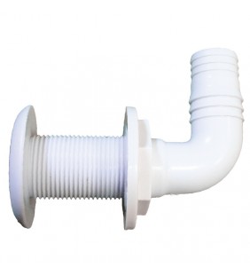 Pasacasco acodado para tubo de 25mm blanco