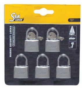 Pack 5 candados inox 30mm misma llave