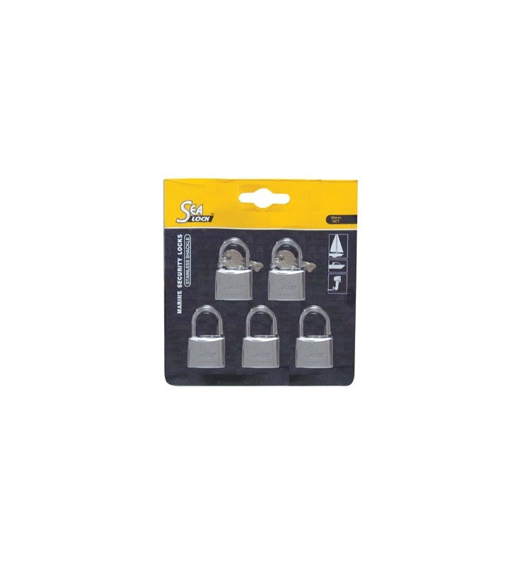 Pack 5 candados inox 30mm misma llave