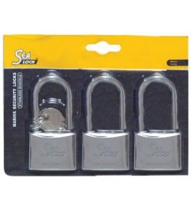 Pack 3 candados asa larga inox 30mm misma llave