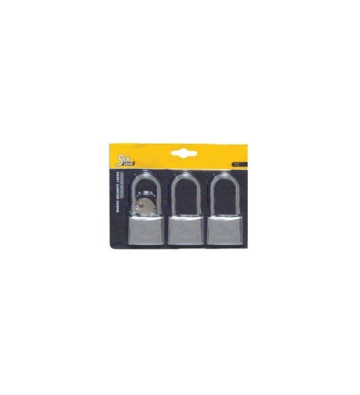 Pack 3 candados asa larga inox 30mm misma llave