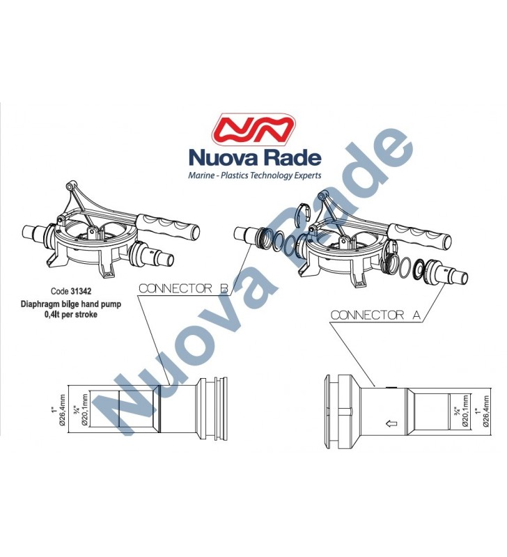 Esquema de montaje de Bomba de achique manual Nuova Rade