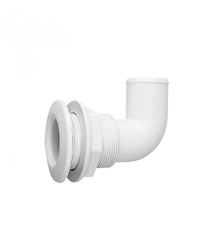 Pasacasco acodado para tubo de 20mm blanco